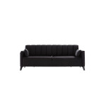 Καναπές-κρεβάτι 3θέσιος PWF-0576 pakoworld βελούδο μαύρο 206x88x80εκ