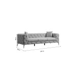 Καναπές 3θέσιος PWF-0579 pakoworld τύπου Chesterfield ύφασμα εκρού 237x90x73εκ