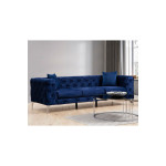 Καναπές 3θέσιος PWF-0579 pakoworld τύπου Chesterfield ύφασμα μπλε 237x90x73εκ