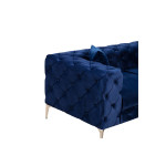 Καναπές 3θέσιος PWF-0579 pakoworld τύπου Chesterfield ύφασμα μπλε 237x90x73εκ