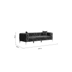 Καναπές 3θέσιος PWF-0579 pakoworld τύπου Chesterfield βελούδο μπλε 237x90x73εκ