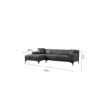Γωνιακός καναπές PWF-0566 pakoworld δεξιά γωνία ύφασμα γκρι 250x145x69εκ