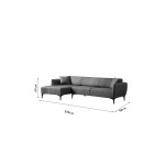 Γωνιακός καναπές PWF-0565 pakoworld δεξιά γωνία ύφασμα γκρι 270x95x67εκ