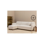 Γωνιακός καναπές Arabella pakoworld δεξιά γωνία ύφασμα λευκό 273x93x86εκ