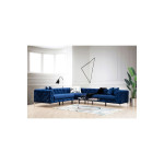 Γωνιακός καναπές με δεξιά γωνία PWF-0579 pakoworld τύπου Chesterfield ύφασμα μπλε 310/270x70εκ