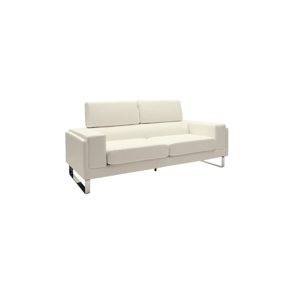 Καναπές Shea pakoworld 3θέσιος pu ivory-inox 198x80x87εκ