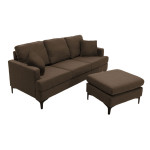 Γωνιακός καναπές με σκαμπό Slim pakoworld υφασμάτινος χρώμα καφέ με μαξιλάρια 185x140x70εκ
