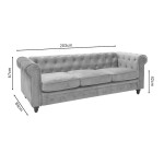 Kαναπές τριθέσιος Incredible pakoworld τύπου Chesterfield βελούδο μπεζ 203x84x67εκ
