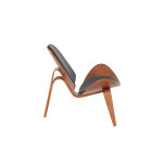 Πολυθρόνα Vilma pakoworld PU μαύρο- plywood καρυδί 90x73x75εκ
