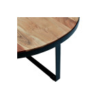 Τραπέζι σαλονιού Nandia pakoworld μασίφ ξύλο 4εκ καρυδί-μαύρο Φ100x39εκ