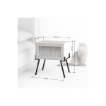 Κομοδίνο Hamer pakoworld μαύρο-λευκό 48x34x51εκ