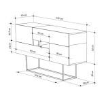 Μπουφές Roberta pakoworld μελαμίνης λευκό μαρμάρου 145x40x82εκ