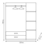 Ντουλάπα ρούχων τρίφυλλη OLYMPUS pakoworld χρώμα wenge 120x57x183εκ