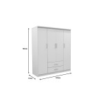 Ντουλάπα ρούχων τετράφυλλη Olympus pakoworld λευκό 159x57x183εκ