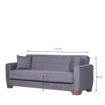 Καναπές Κρεβάτι Τριθέσιος DIEGO 3S Γκρι 213x78x80cm