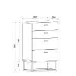Συρταριέρα MYKONOS Rebab/Μπρονζέ Μοριοσανίδα/Μελαμίνη/Μέταλλο 60x37x96cm