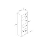 Ραφιέρα επιδαπέδια Rowan pakoworld λευκό-καρυδί 60x42x182εκ