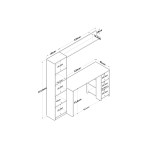 Γραφείο με βιβλιοθήκη Goldie pakoworld ανθρακί-φυσικό 160x45x161.8εκ