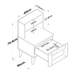 Κομοδίνο Rusta pakoworld μελαμίνης-mdf λευκό 45x40x74.5εκ