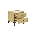 Κομοδίνο Alessio pakoworld mdf φυσικό-μαύρο μέταλλο 46x37x47εκ