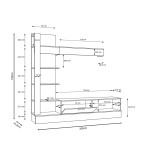 Σύνθετο σαλονιού Dranko pakoworld μαύρο-oak μελαμίνης 205x41.5x192εκ