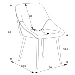 Καρέκλα Loukrizia pakoworld μπεζ ύφασμα-πόδι μαύρο μέταλλο 56x63.5x82εκ