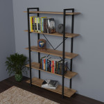 Βιβλιοθήκη Reson pakoworld oak μελαμίνης-μαύρο μέταλλο 120x34x180εκ