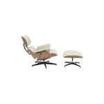 Πολυθρόνα-υποπόδιο relax Jenna pakoworld μπεζ pu- plywood καρυδί-βάση χρωμίου 82x92x82εκ