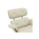 Πολυθρόνα-υποπόδιο relax Jenna pakoworld μπεζ pu- plywood καρυδί-βάση χρωμίου 82x92x82εκ