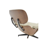 Πολυθρόνα-υποπόδιο relax Jenna pakoworld μπεζ pu- plywood καρυδί-βάση χρωμίου 82x92x82εκ