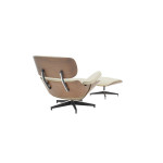 Πολυθρόνα-υποπόδιο relax Jenna pakoworld μπεζ pu- plywood καρυδί-βάση χρωμίου 82x92x82εκ