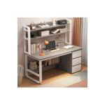 Γραφείο Soco pakoworld με ραφιέρα-MDF γκρι-λευκό 120x50x147εκ