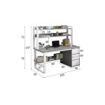 Γραφείο Soco pakoworld με ραφιέρα-MDF γκρι-λευκό 120x50x147εκ