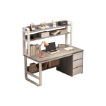 Γραφείο Soco pakoworld με ραφιέρα-MDF γκρι-λευκό 120x50x147εκ