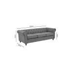 Kαναπές τριθέσιος Incredible pakoworld τύπου Chesterfield ύφασμα καφέ 203x84x67εκ