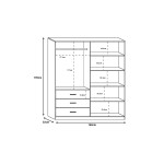 Ντουλάπα Sonlen pakoworld σε καρυδί-ανθρακί απόχρωση 160x52x195εκ