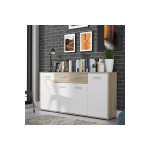 Μπουφές Drepen pakoworld μελαμίνη σε λευκό και sonoma χρώμα 162.3x34.2x81.7εκ