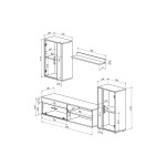 Σύνθετο σαλονιού Zarifa pakoworld oak-μαύρο μελαμίνης 190x35x190εκ