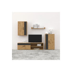 Σύνθετο σαλονιού Zarifa pakoworld oak-μαύρο μελαμίνης 190x35x190εκ