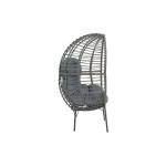 Πολυθρόνα Nestie  pakoworld wicker rattan γκρι-μεταλλικό γκρι πόδι-γκρι μαξιλάρι 102x80x155εκ