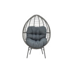 Πολυθρόνα Nestie  pakoworld wicker rattan γκρι-μεταλλικό γκρι πόδι-γκρι μαξιλάρι 102x80x155εκ