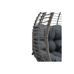 Πολυθρόνα Nestie  pakoworld wicker rattan γκρι-μεταλλικό γκρι πόδι-γκρι μαξιλάρι 102x80x155εκ