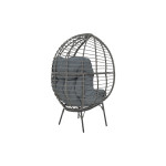 Πολυθρόνα Nestie  pakoworld wicker rattan γκρι-μεταλλικό γκρι πόδι-γκρι μαξιλάρι 102x80x155εκ