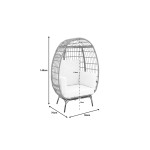 Πολυθρόνα Frox pakoworld wicker rattan φυσικό-μεταλλικό φυσικό-μαύρο πόδι-μπεζ μαξιλάρι 96x76x145εκ