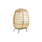 Πολυθρόνα Frox pakoworld wicker rattan φυσικό-μεταλλικό φυσικό-μαύρο πόδι-μπεζ μαξιλάρι 96x76x145εκ