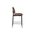 Σκαμπό-μπαρ Kathy pakoworld μαύρο pu-καρυδί μέταλλο 48.5x52.5x96εκ