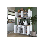 Mπουφές με ράφι Cordie pakoworld λευκό μελαμίνης 120x40x184.2εκ