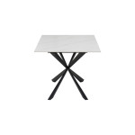 Τραπέζι Cozline Inart λευκό μαρμάρου sintered stone-πόδι μαύρο μέταλλο 180x90x76εκ
