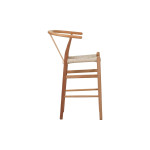 Σκαμπό μπαρ Wishbone pakoworld rubberwood-σχοινί σε φυσική απόχρωση 55x49x108εκκ
