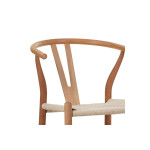 Σκαμπό μπαρ Wishbone pakoworld rubberwood-σχοινί σε φυσική απόχρωση 55x49x108εκκ